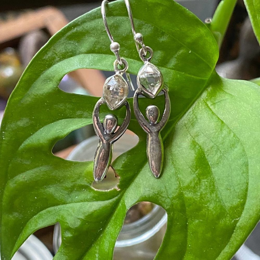Sterling Silver Herkimer Diamond Goddess Earrings - Picture 8 of 9